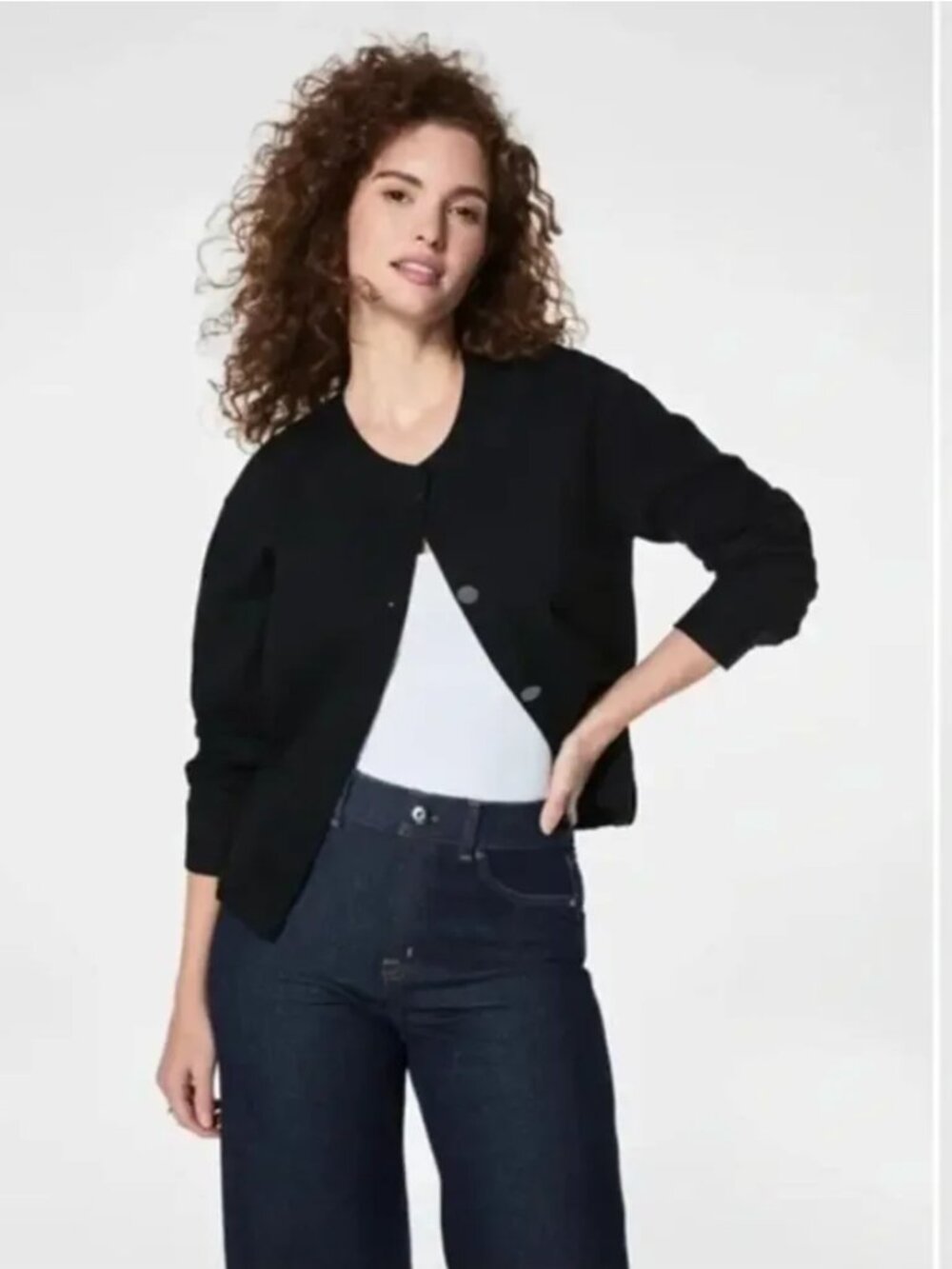 NWT $228 Spanx Women's Ponte Bomber Jacket Long Sleeve Classic Black Small